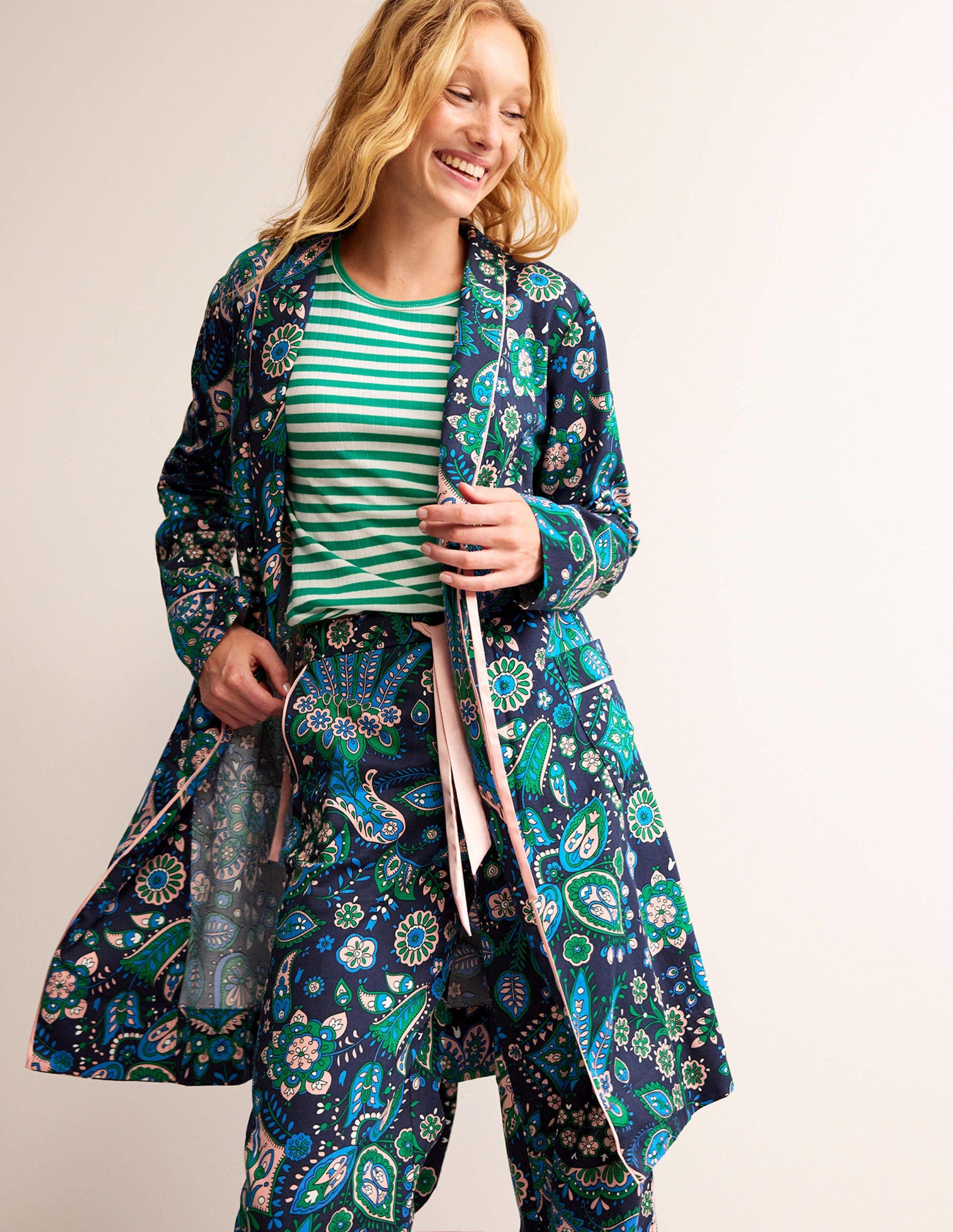 Cotton-Sateen Dressing Gown-Multi, Azalea Bloom-1