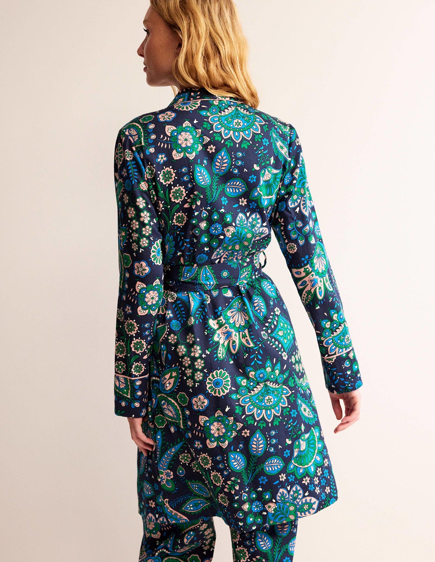 Cotton-Sateen Dressing Gown-Multi, Azalea Bloom