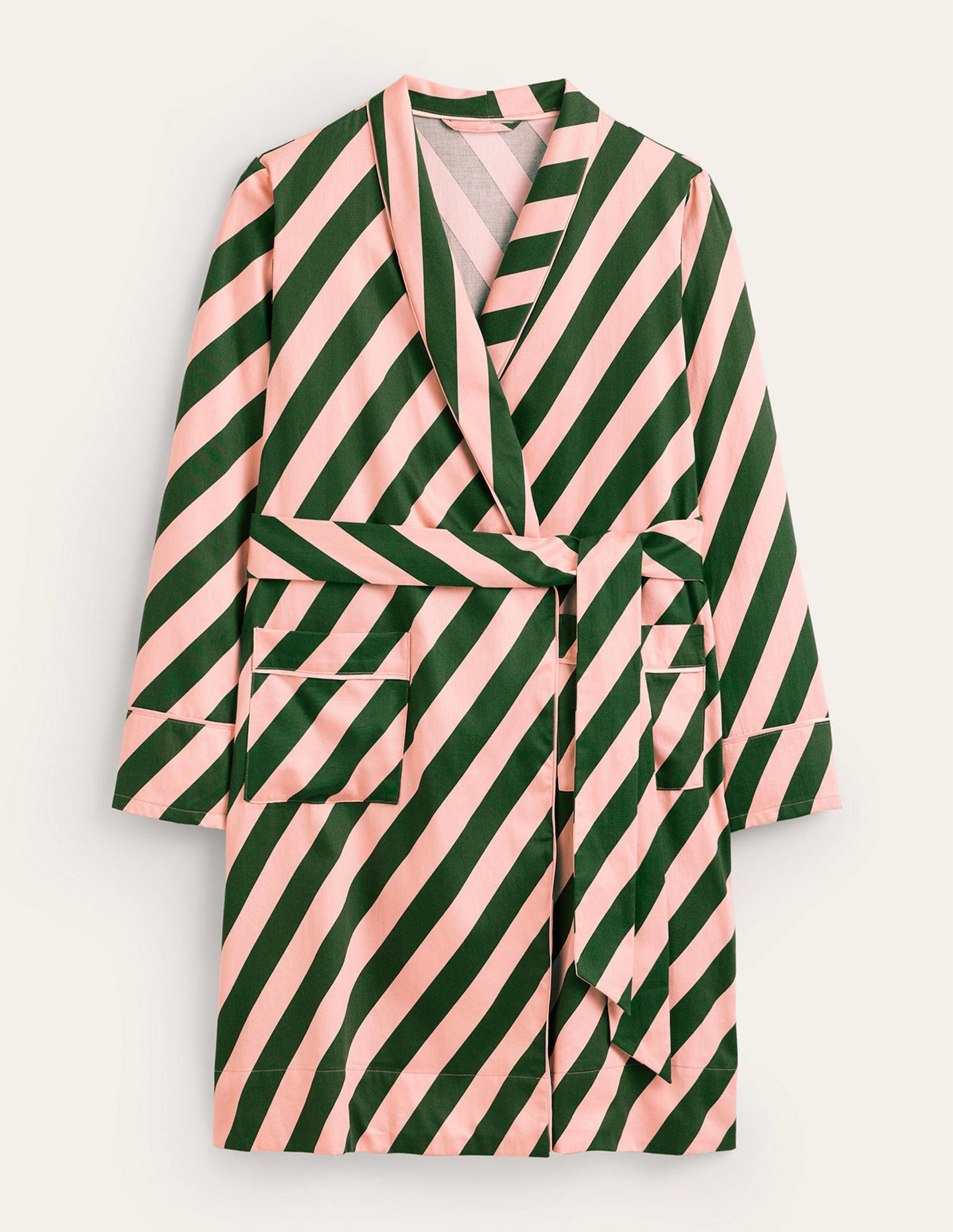Cotton-Sateen Dressing Gown-Rosette Pink, Amazon Green-5