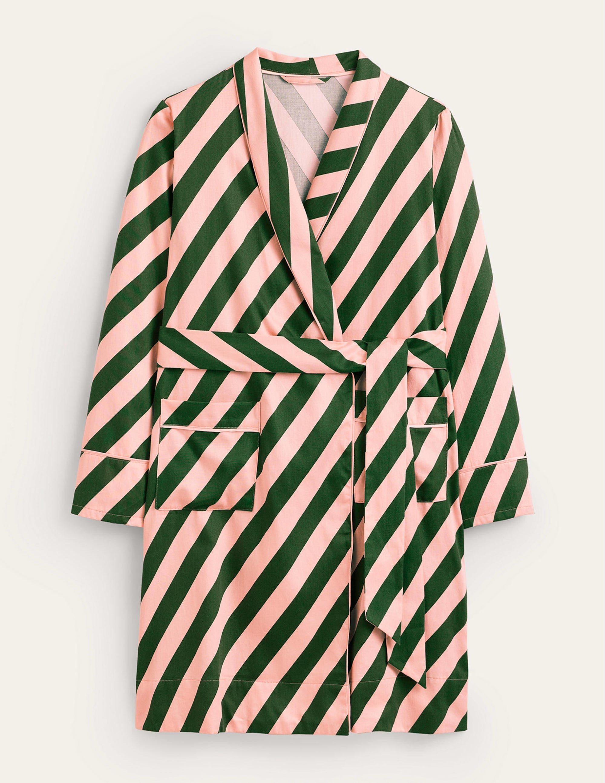 Cotton-Sateen Dressing Gown-Rosette Pink, Amazon Green - Image 5