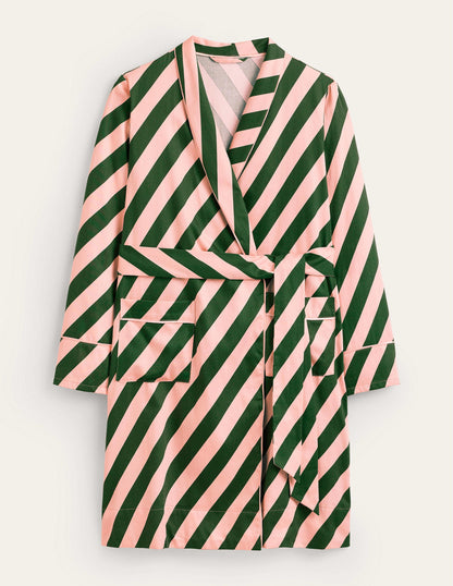 Cotton-Sateen Dressing Gown-Rosette Pink, Amazon Green-5