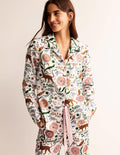 Cotton Sateen Pyjama Shirt-Ivory, Janet and Friends