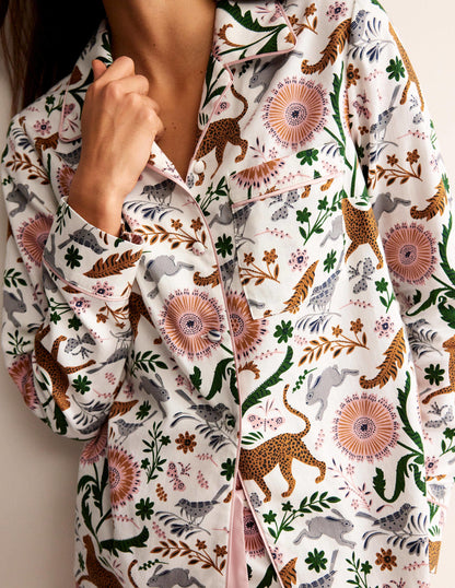 Cotton Sateen Pyjama Shirt-Ivory, Janet and Friends-2