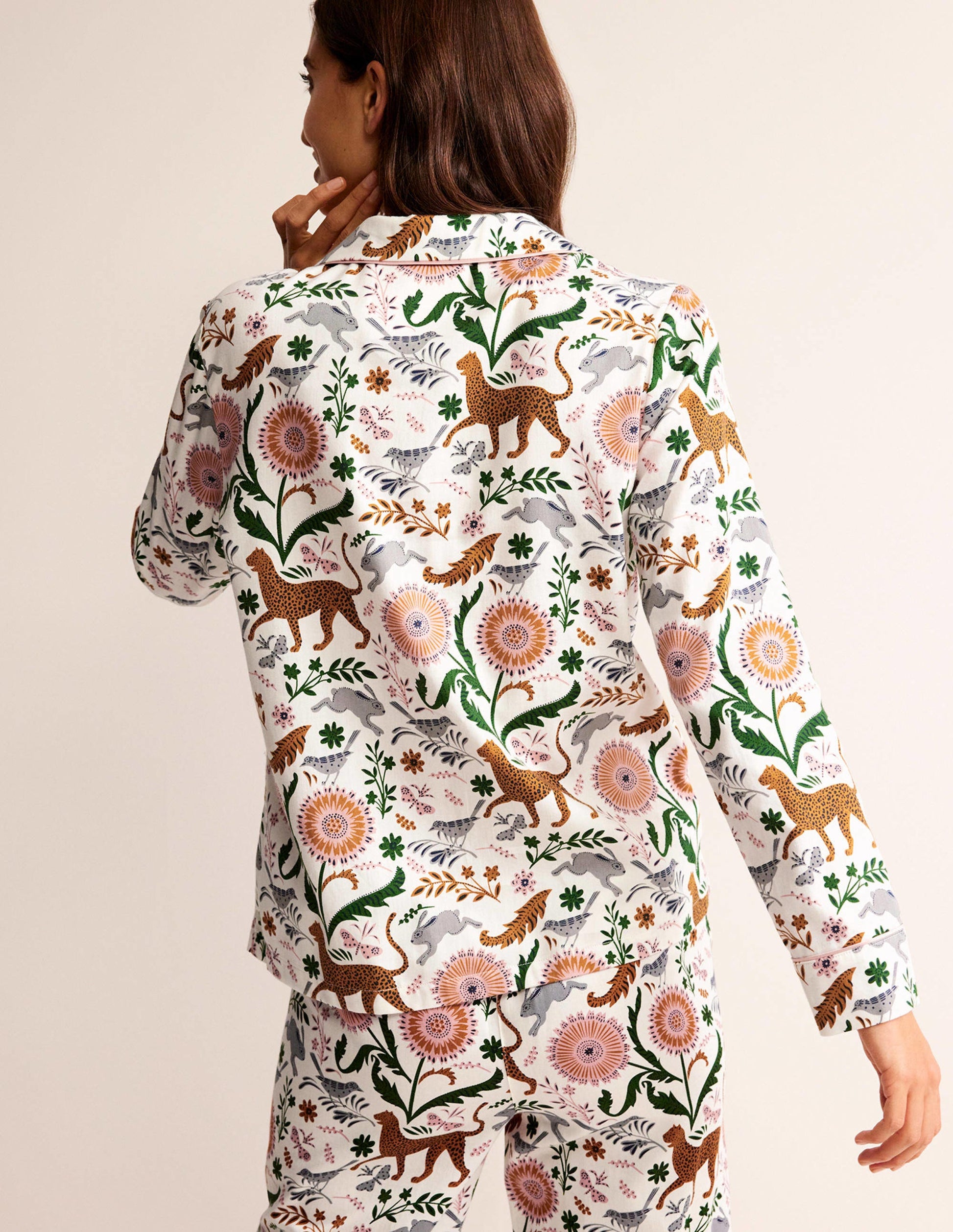 Cotton Sateen Pyjama Shirt-Ivory, Janet and Friends-3