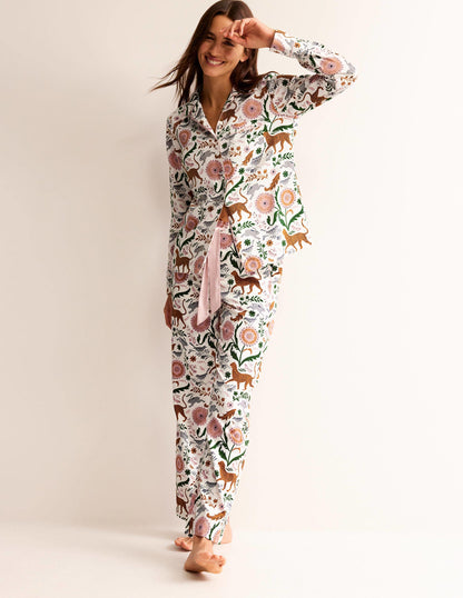 Cotton Sateen Pyjama Shirt-Ivory, Janet and Friends-4