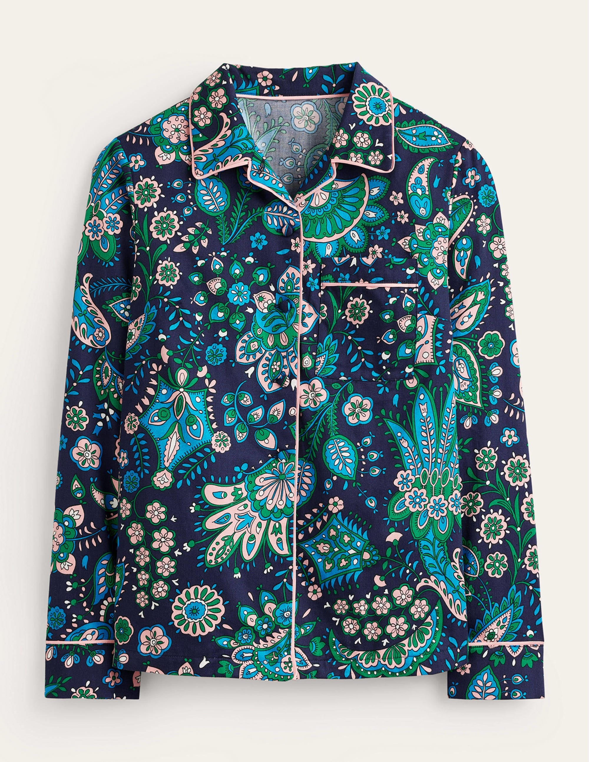Cotton Sateen Pyjama Shirt-Multi, Azalea Bloom - Image 5