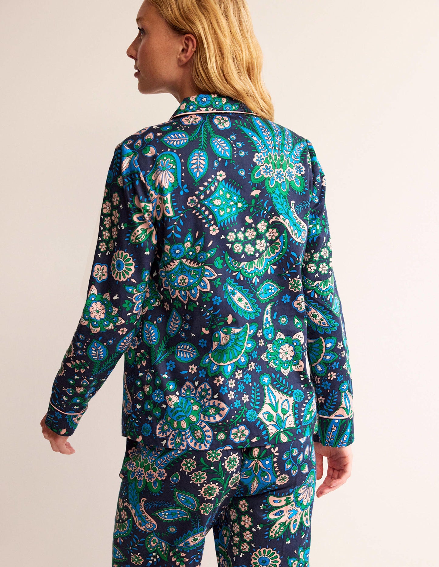 Cotton Sateen Pyjama Shirt-Multi, Azalea Bloom