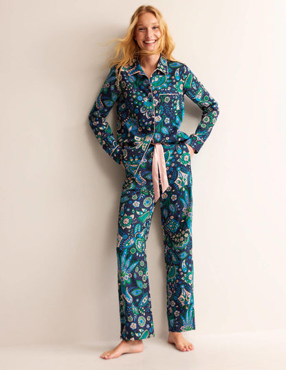 Cotton Sateen Pyjama Shirt-Multi, Azalea Bloom-4