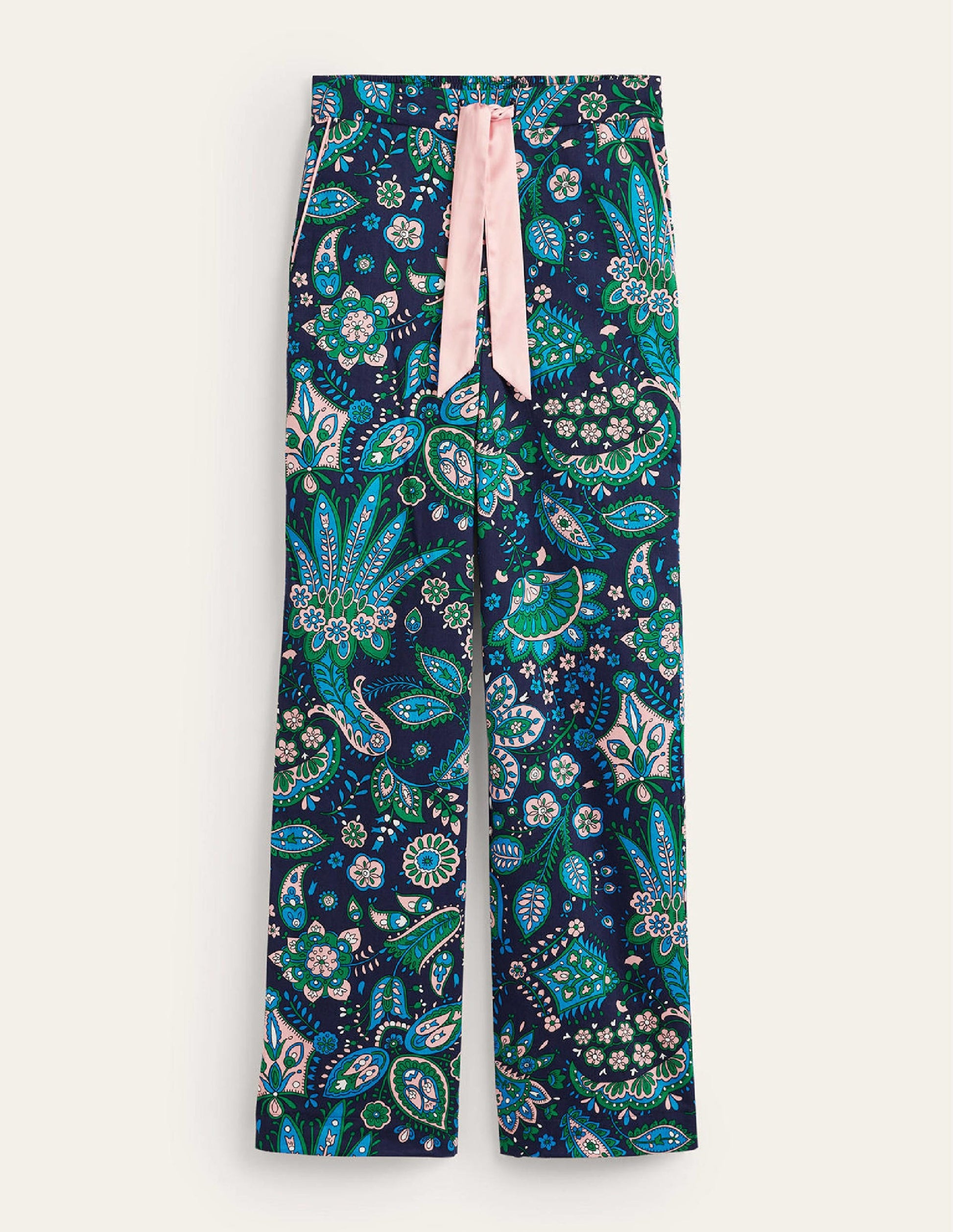 Cotton Sateen Pyjama Trousers-Multi, Azalea Bloom-5