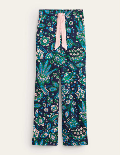 Cotton Sateen Pyjama Trousers-Multi, Azalea Bloom-5