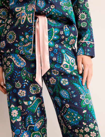 Cotton Sateen Pyjama Trousers-Multi, Azalea Bloom-2