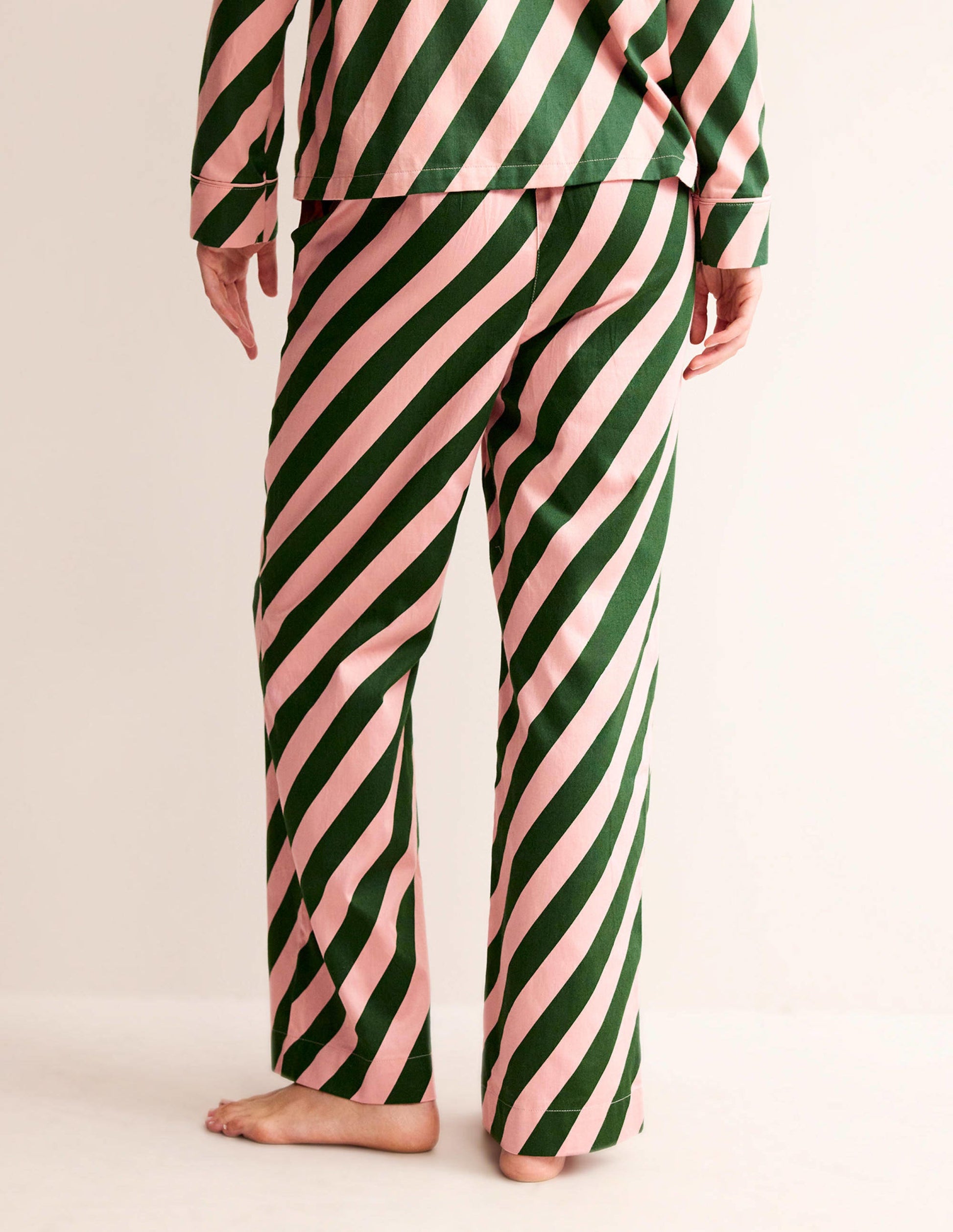 Cotton Sateen Pyjama Trousers-Pink Cherry Cascade-3