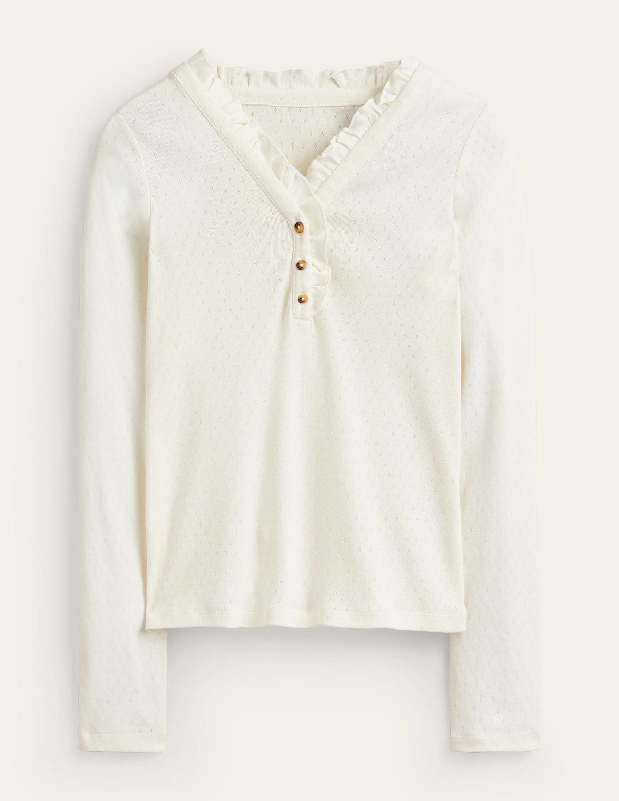 Henley Pyjama Top-Ivory - Image 5