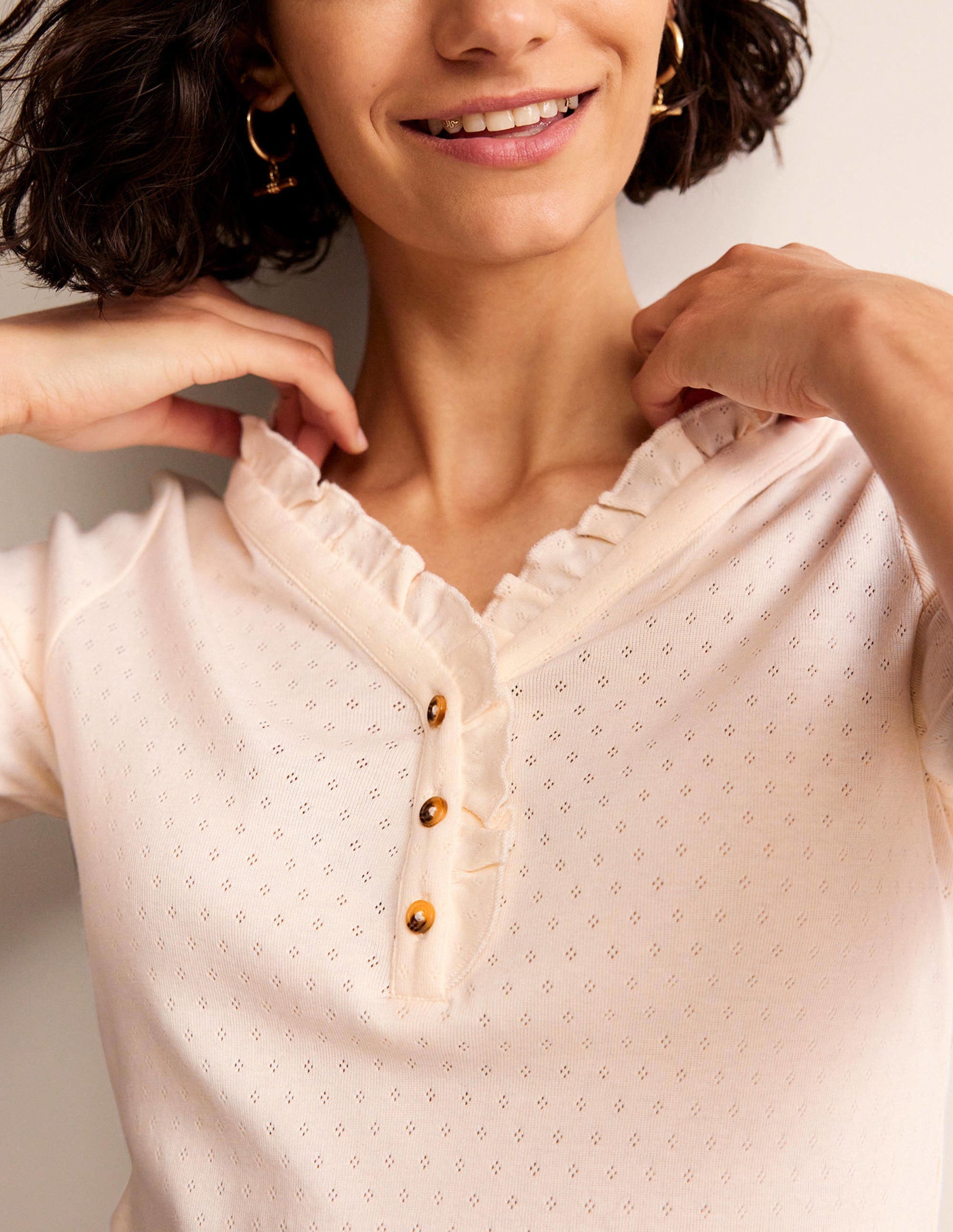 Henley Pyjama Top-Ivory-2