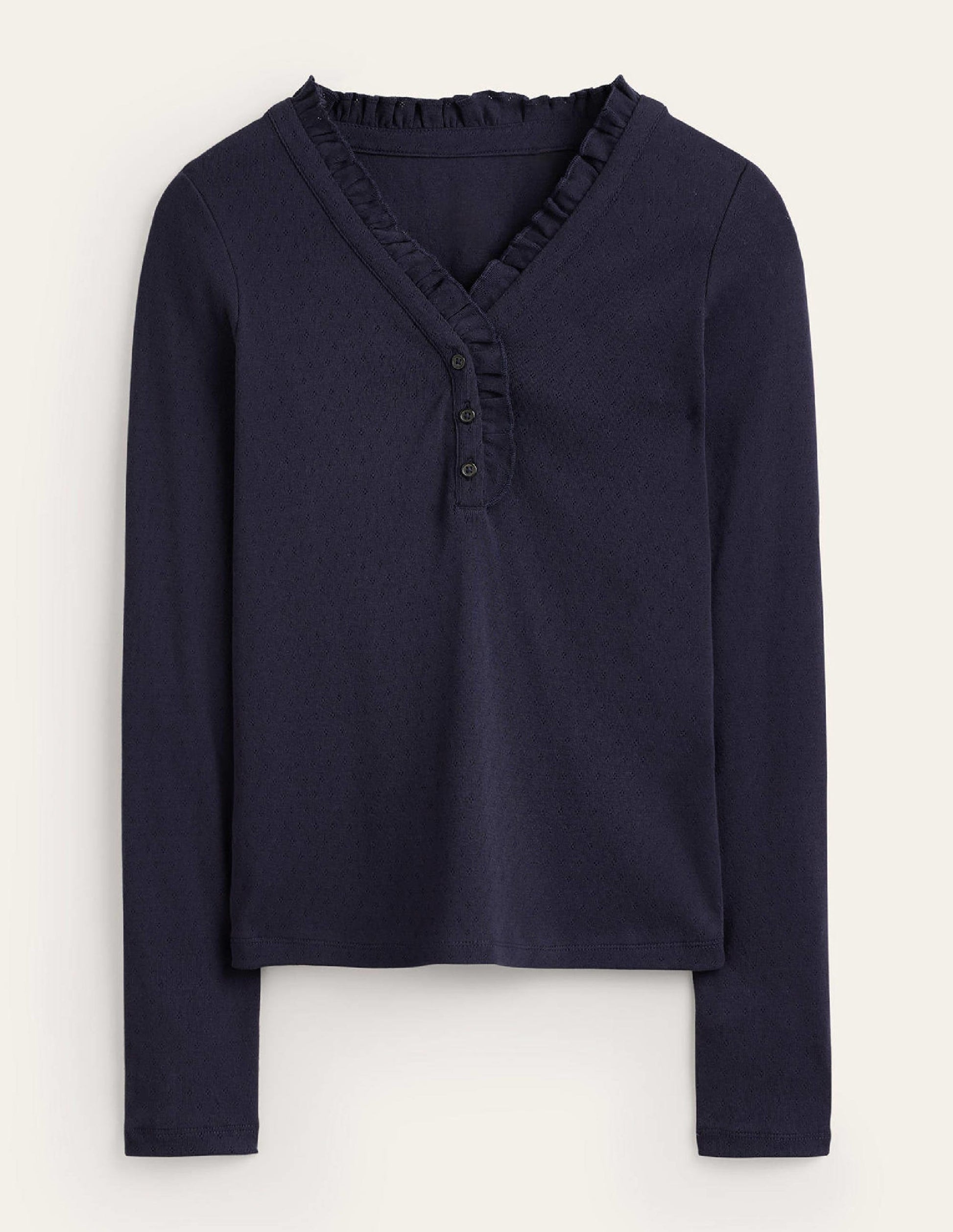 Henley Pyjama Top-Navy-5