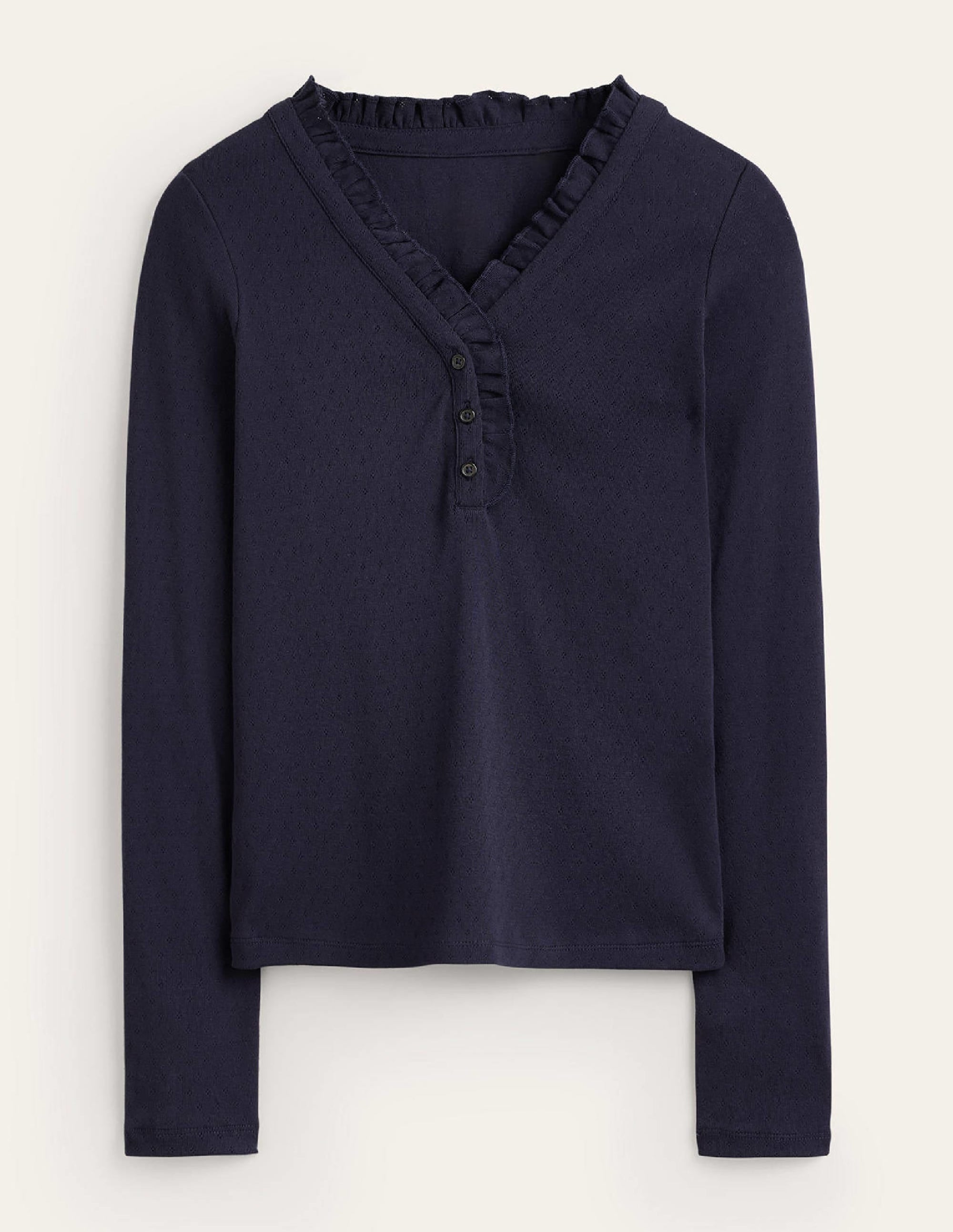 Henley Pyjama Top-Navy - Image 5
