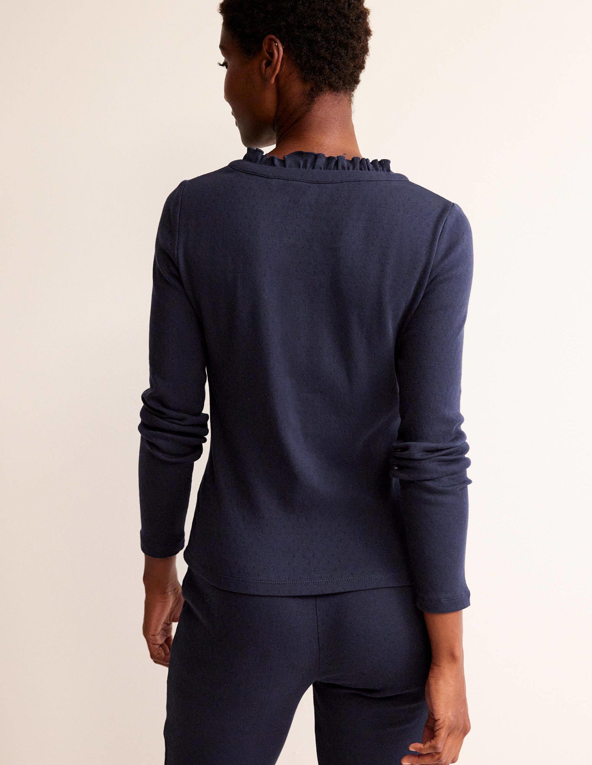 Henley Pyjama Top-Navy-3