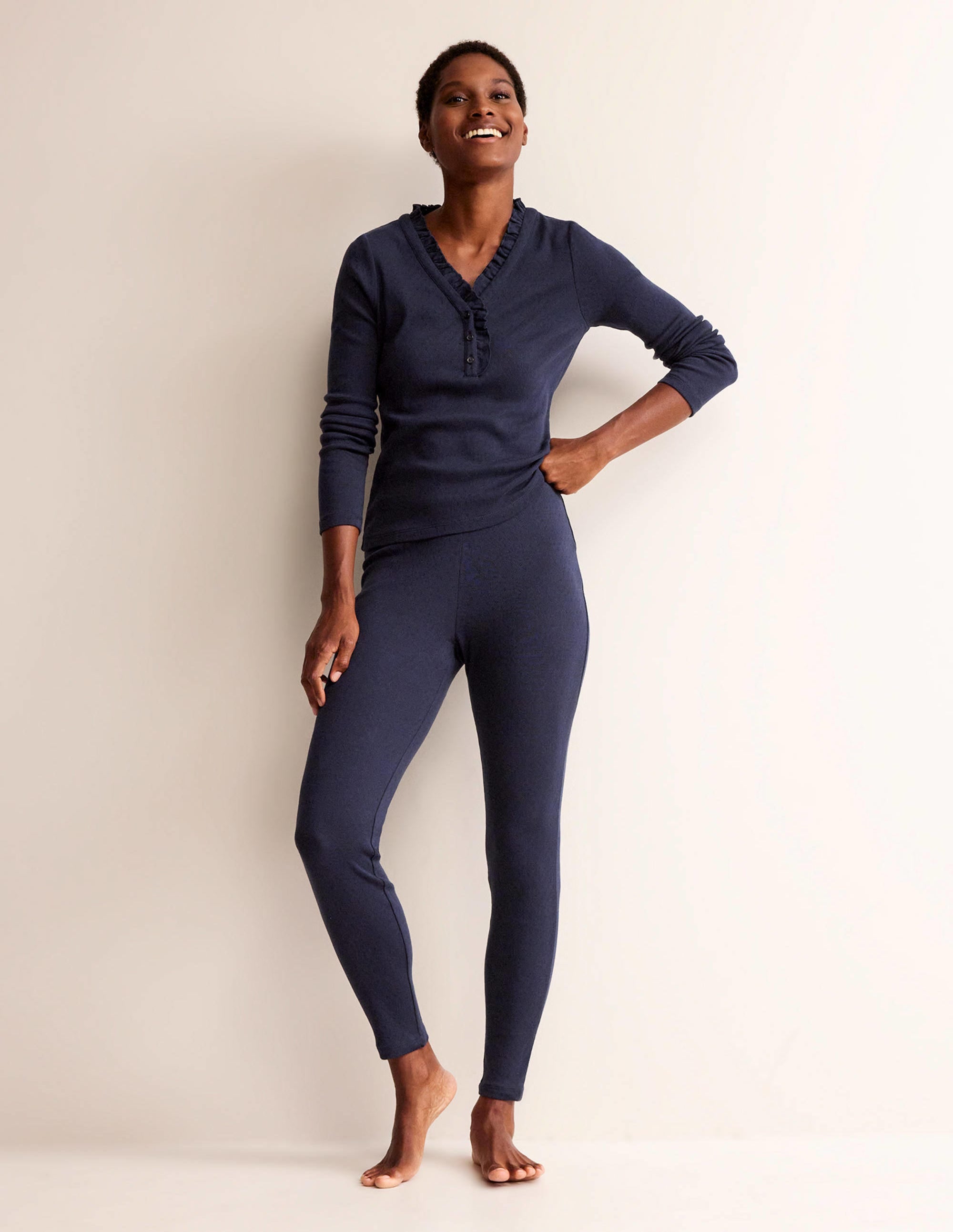 Jersey Pyjama Leggings-Navy - Image 1