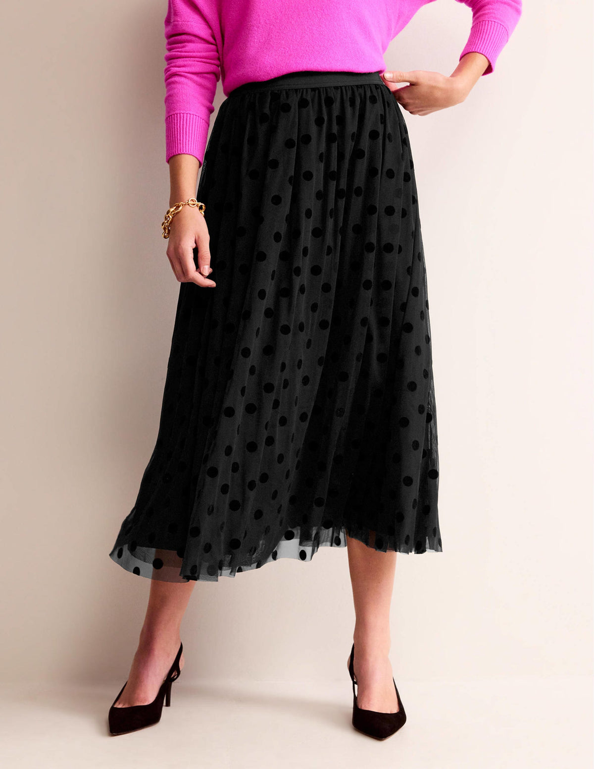 Tulle Full Midi Skirt-Black Spot - Image 4