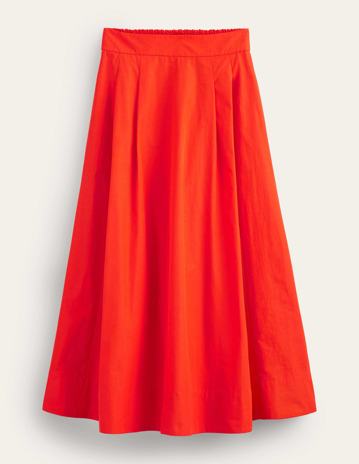 Taffeta Pull-on Midi Skirt-Red-6