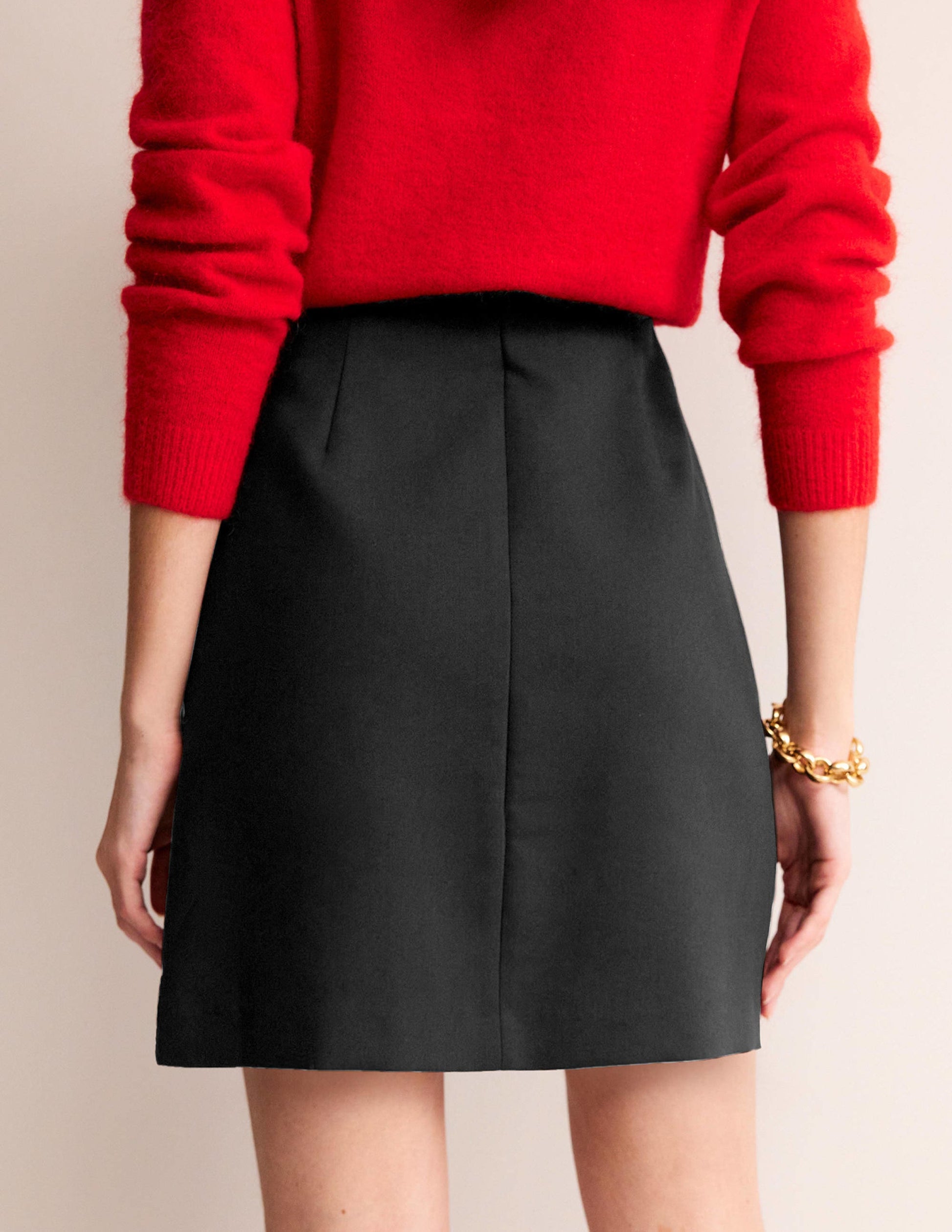 Bi-stretch Mini Skirt-Black-3