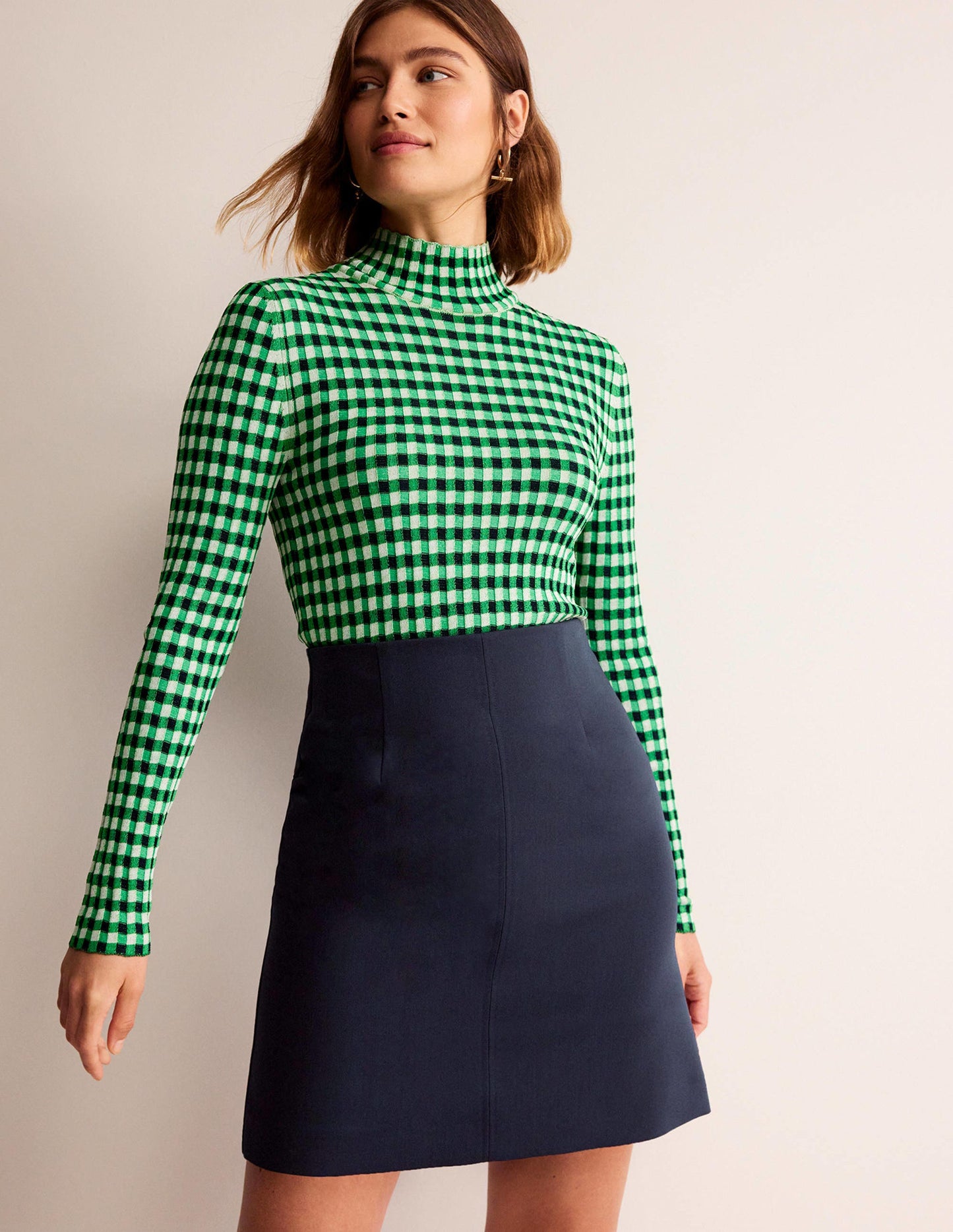 Bi-stretch Mini Skirt-Navy