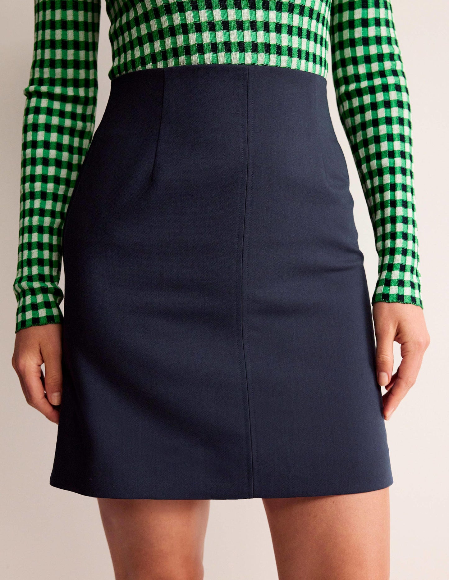 Bi-stretch Mini Skirt-Navy