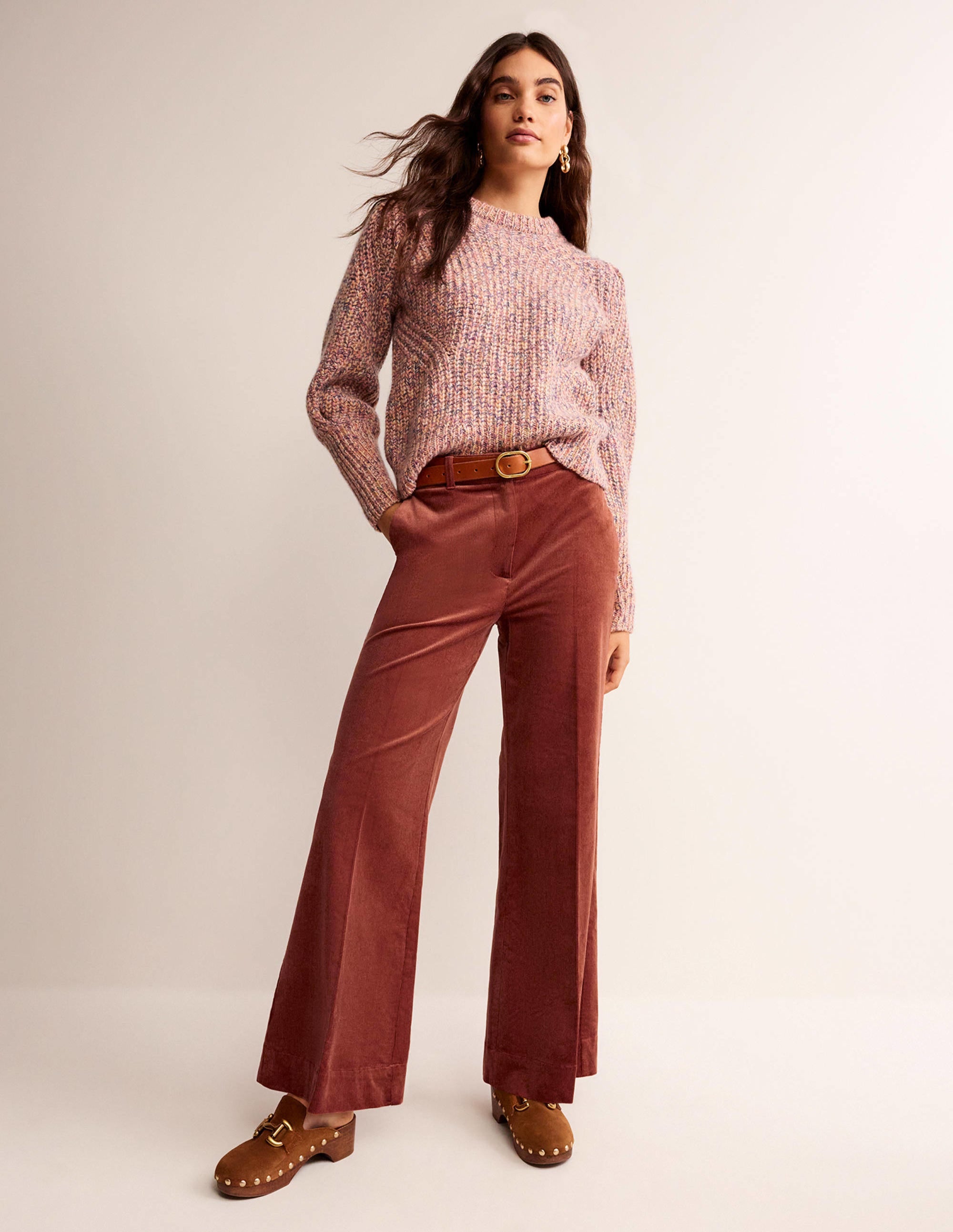Wide-Leg Corduroy Trousers-Red Oak - Image 1