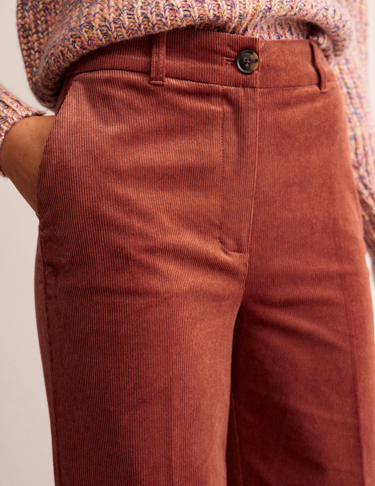 Wide-Leg Corduroy Trousers-Red Oak-2