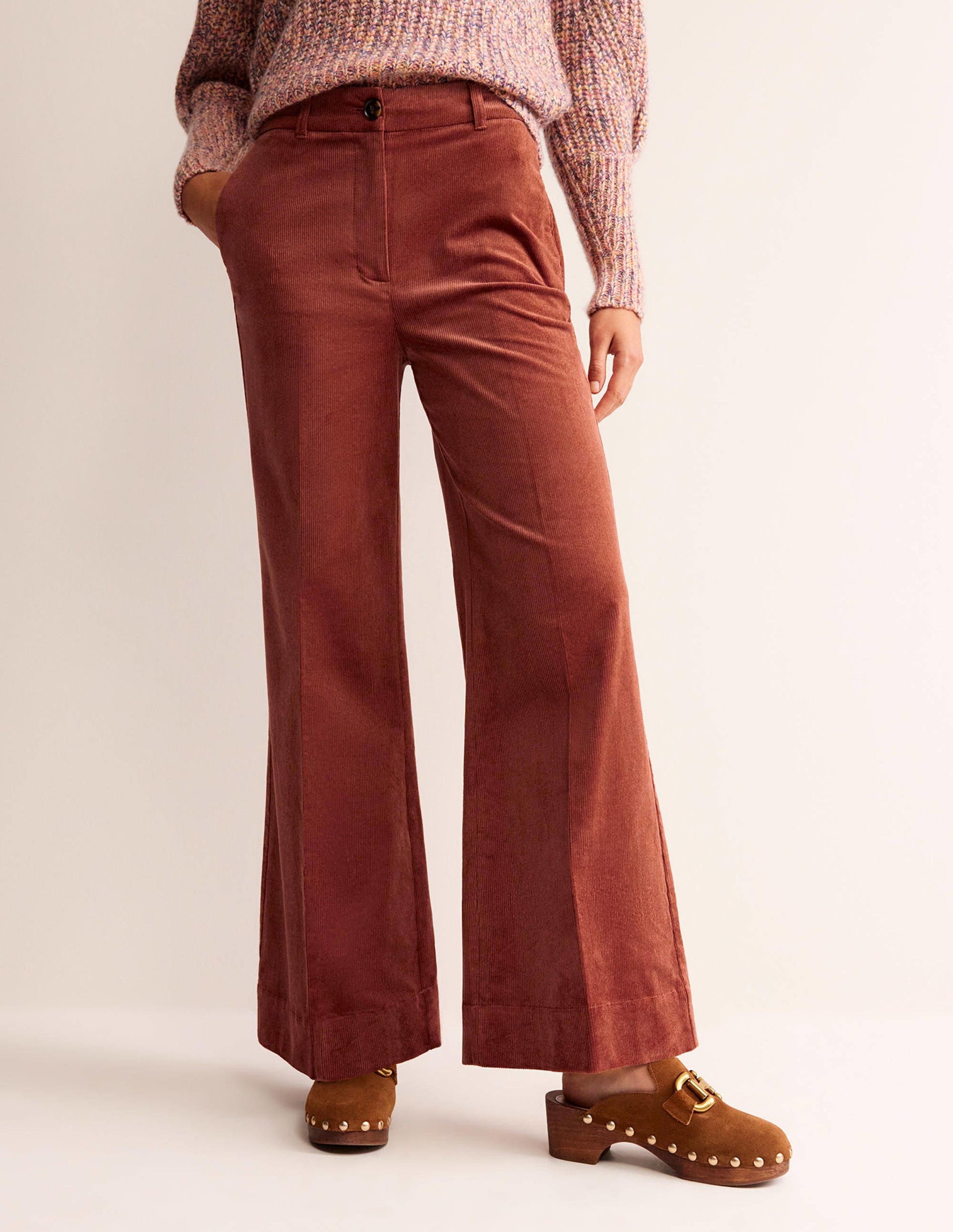 Wide-Leg Corduroy Trousers-Red Oak-4
