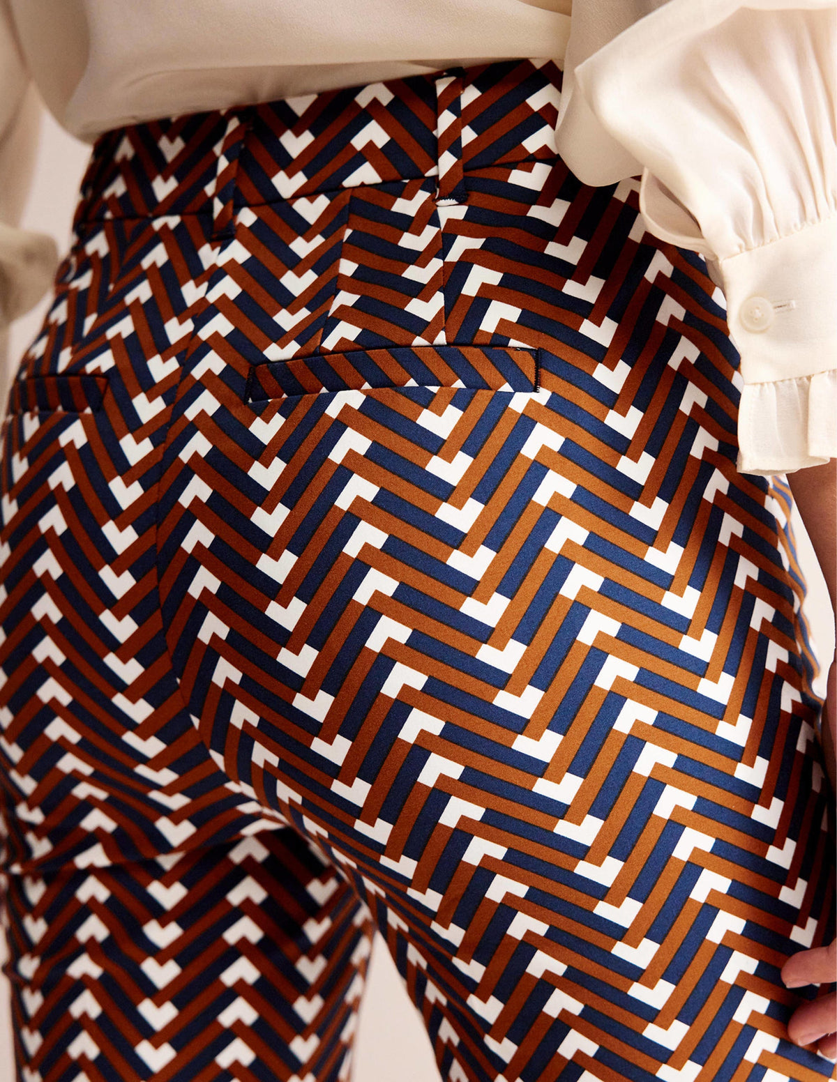 Highgate Printed Trousers-Pumpkin, Chevron Geo - Image 2