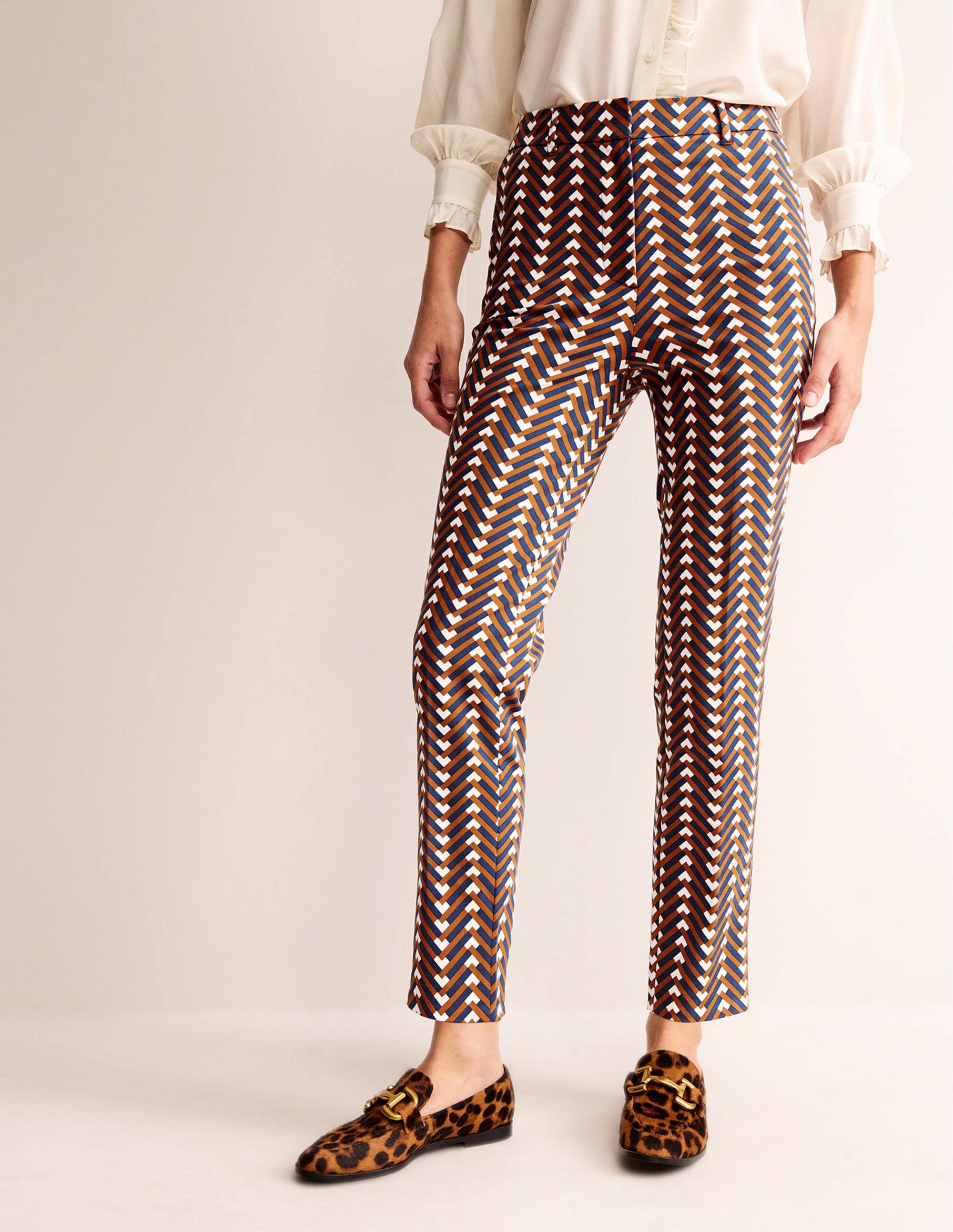 Highgate Printed Trousers-Pumpkin, Chevron Geo - Image 4
