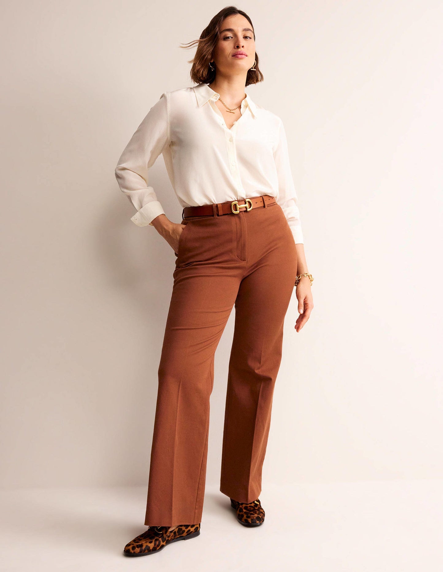 Brompton Bi-stretch Trousers-Cognac