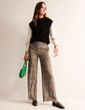 Westbourne Wool Trousers-Camel and Pink Prince of Wales