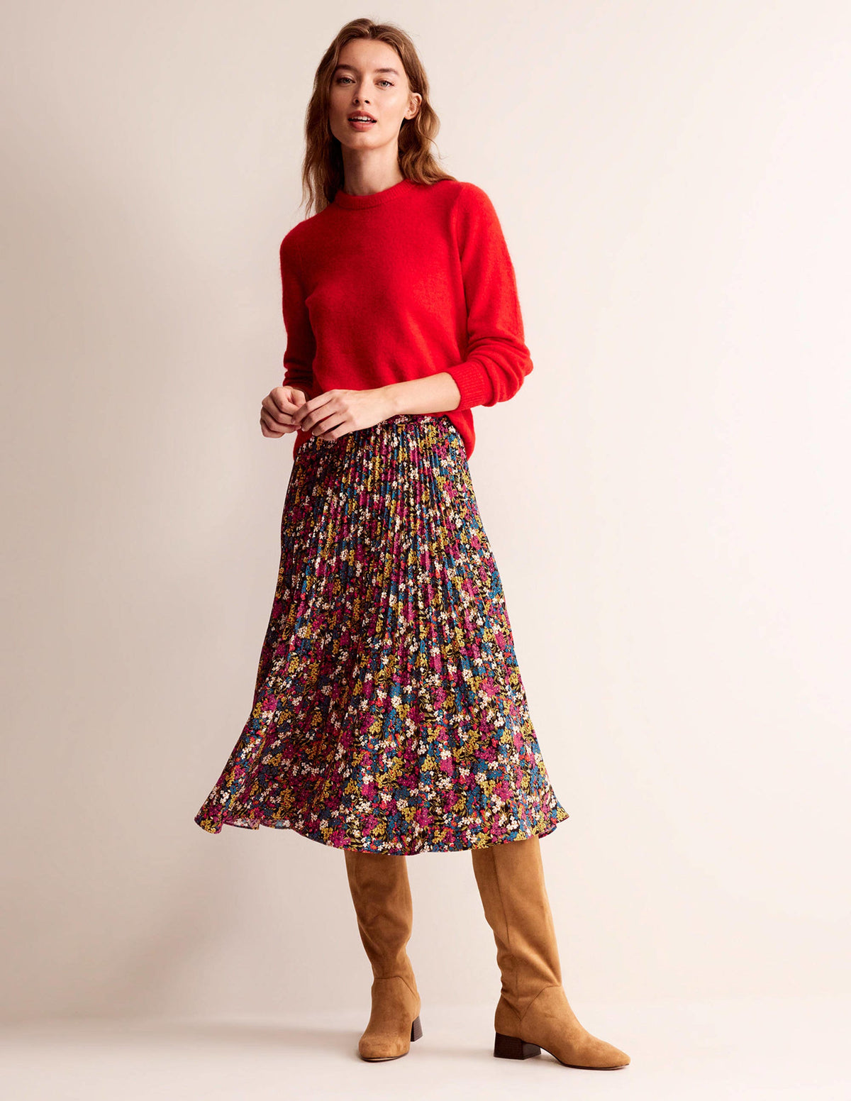 Pleated Midi Skirt-Multi, Botanic Dawn - Image 1