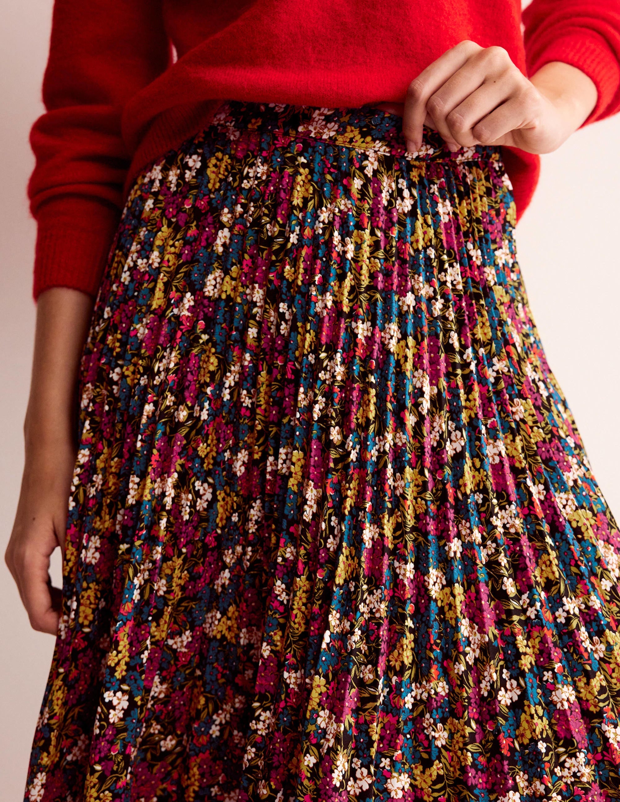 Pleated Midi Skirt-Multi, Botanic Dawn - Image 2