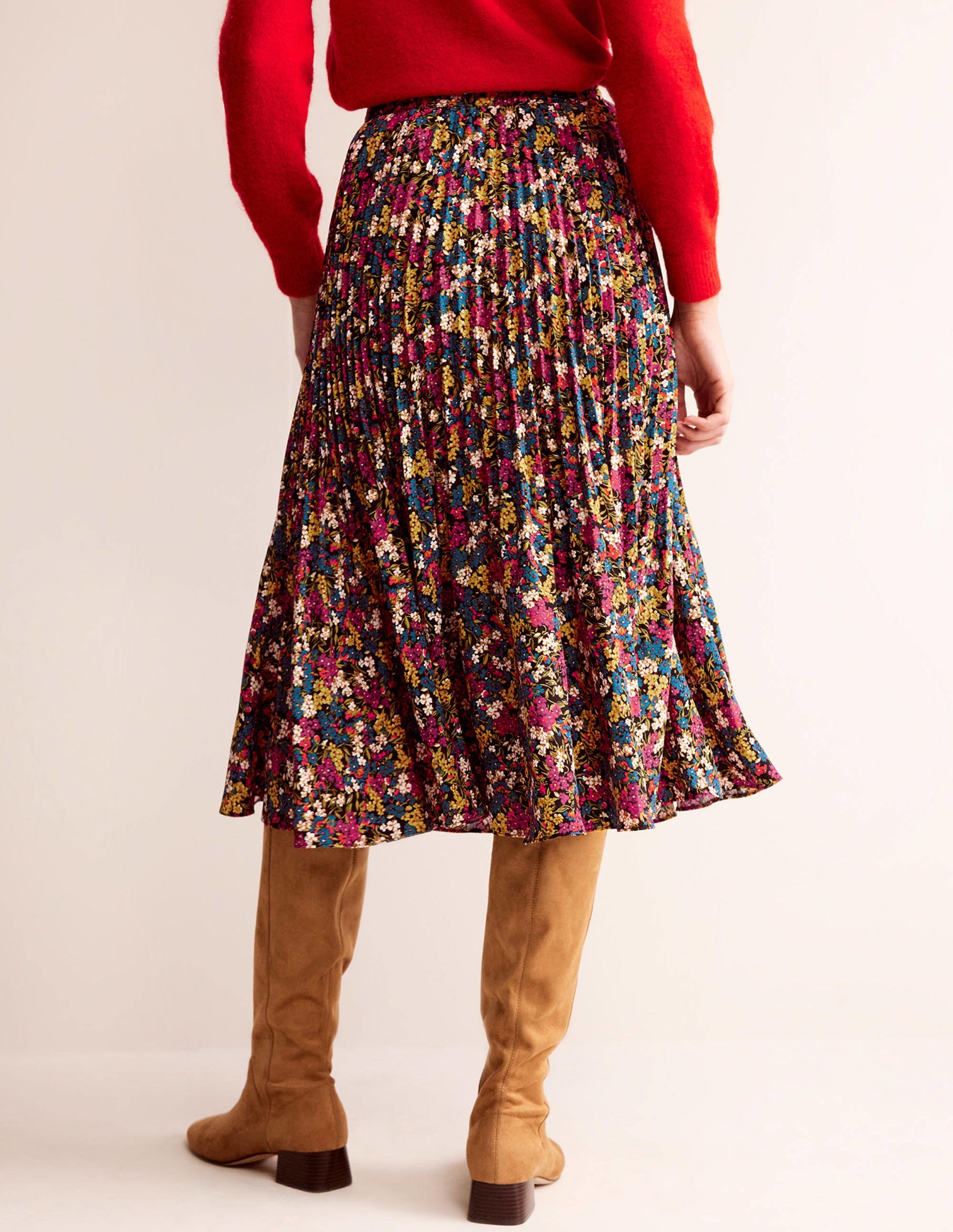 Pleated Midi Skirt-Multi, Botanic Dawn - Image 3