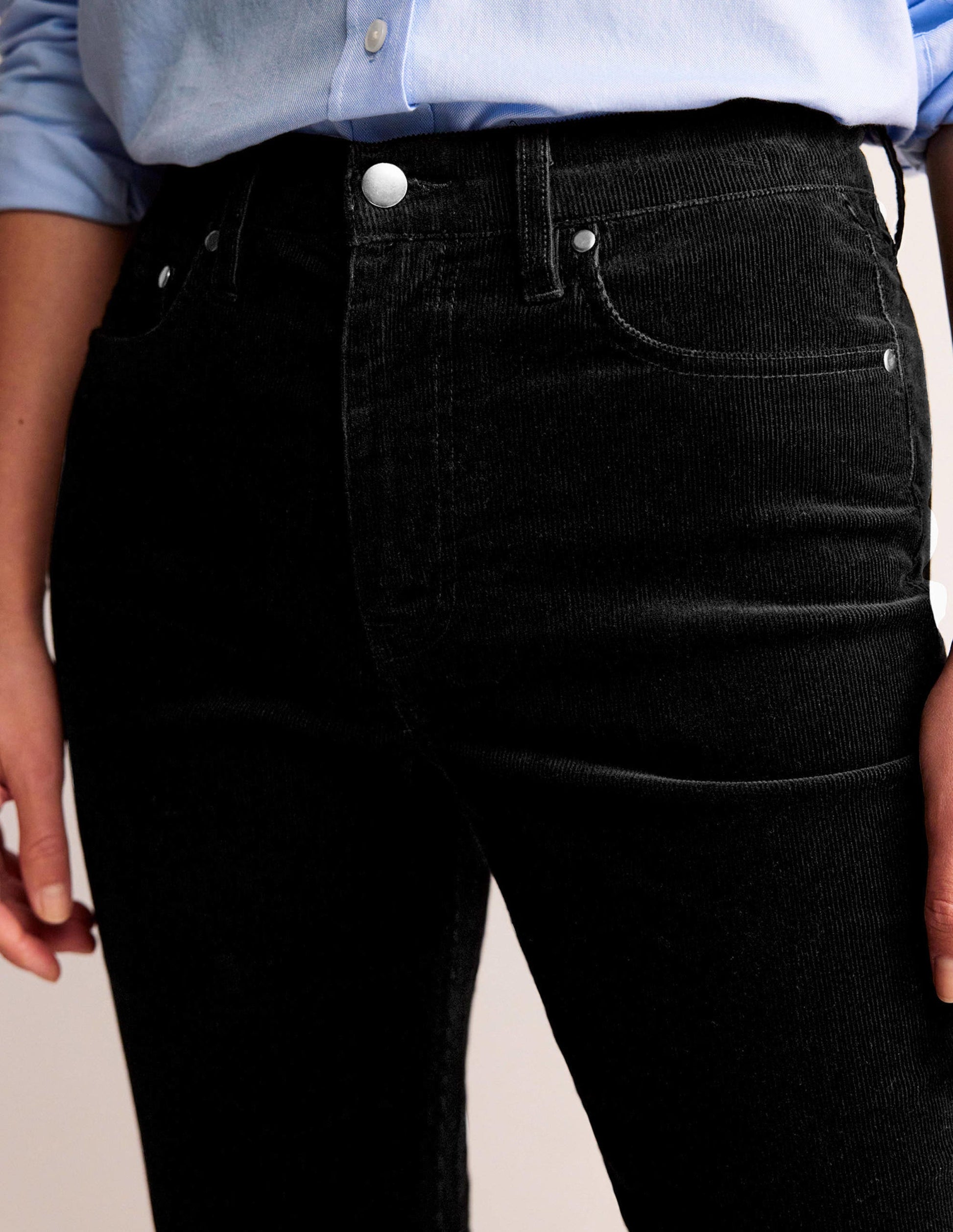5 Pocket Cord Slim Jeans-Black-5