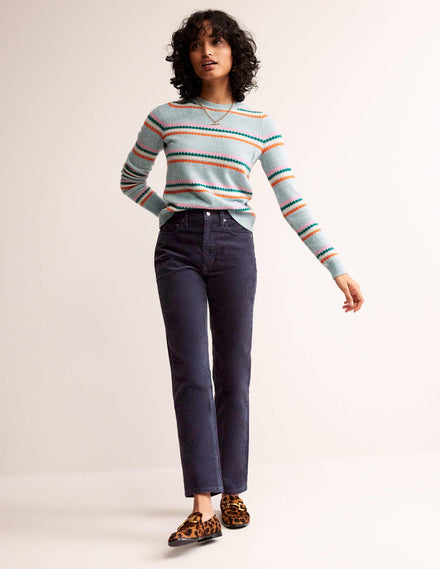 5 Pocket Cord Slim Jeans-Navy