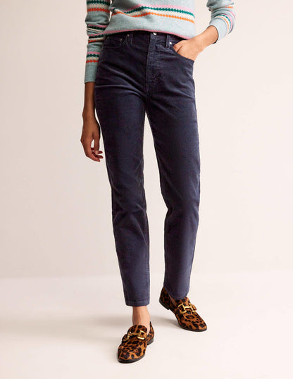 5 Pocket Cord Slim Jeans-Navy-4