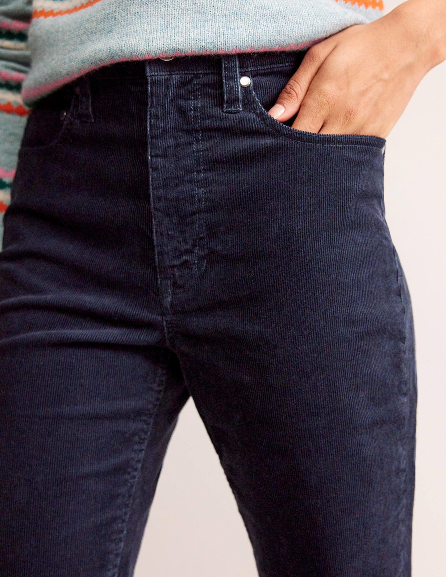 5 Pocket Cord Slim Jeans-Navy