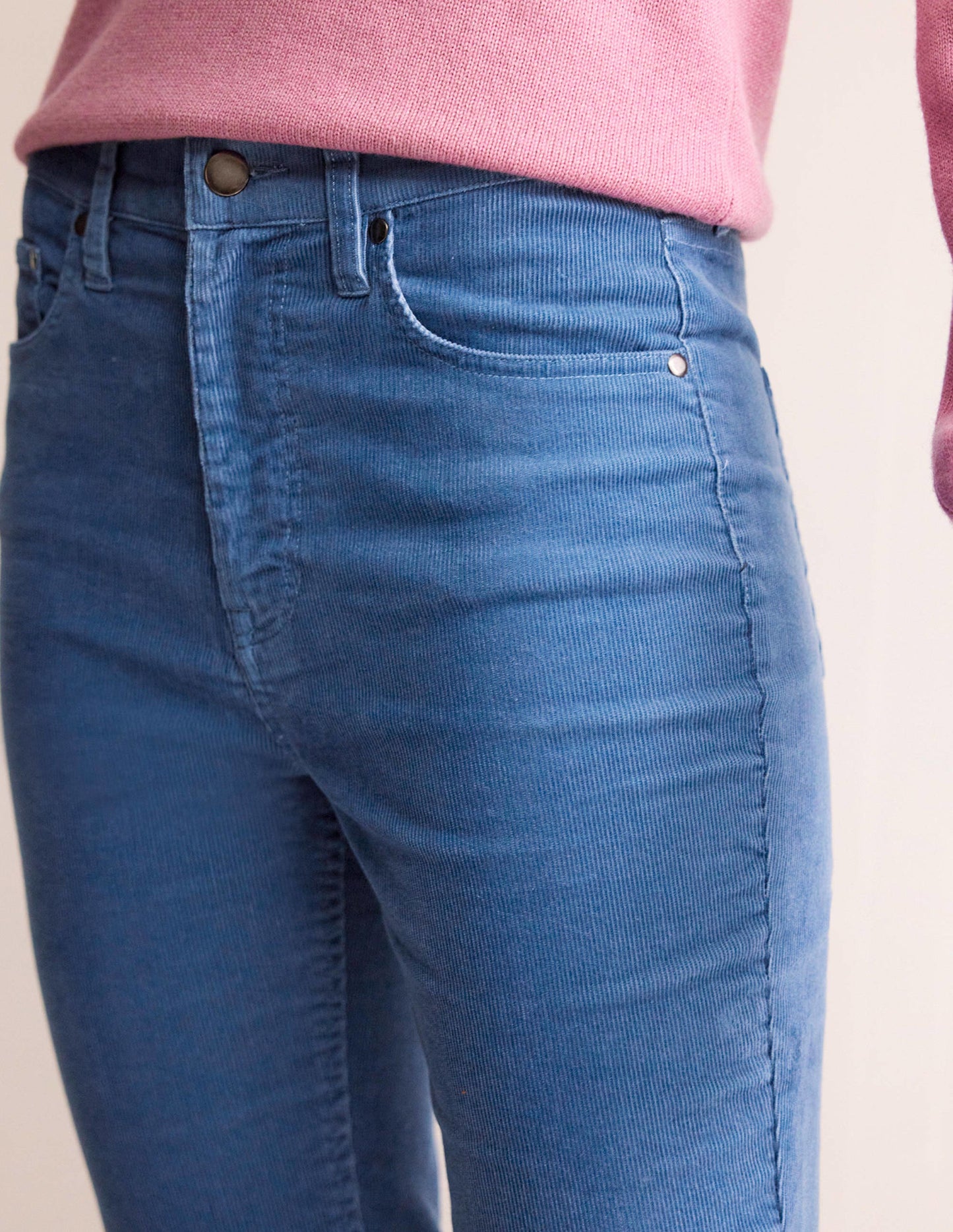 5 Pocket Cord Slim Jeans-Azure