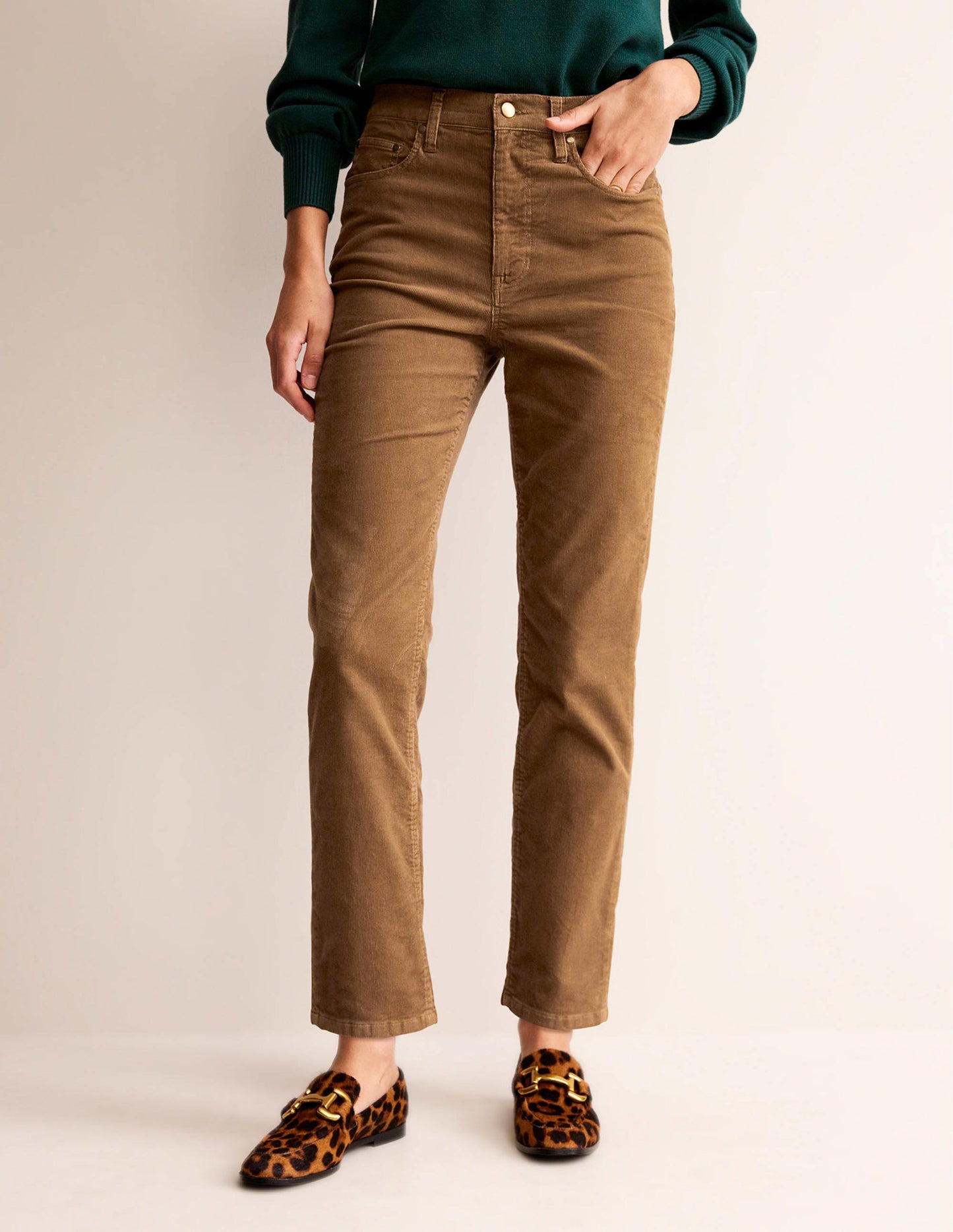 5 Pocket Cord Slim Jeans-Camel