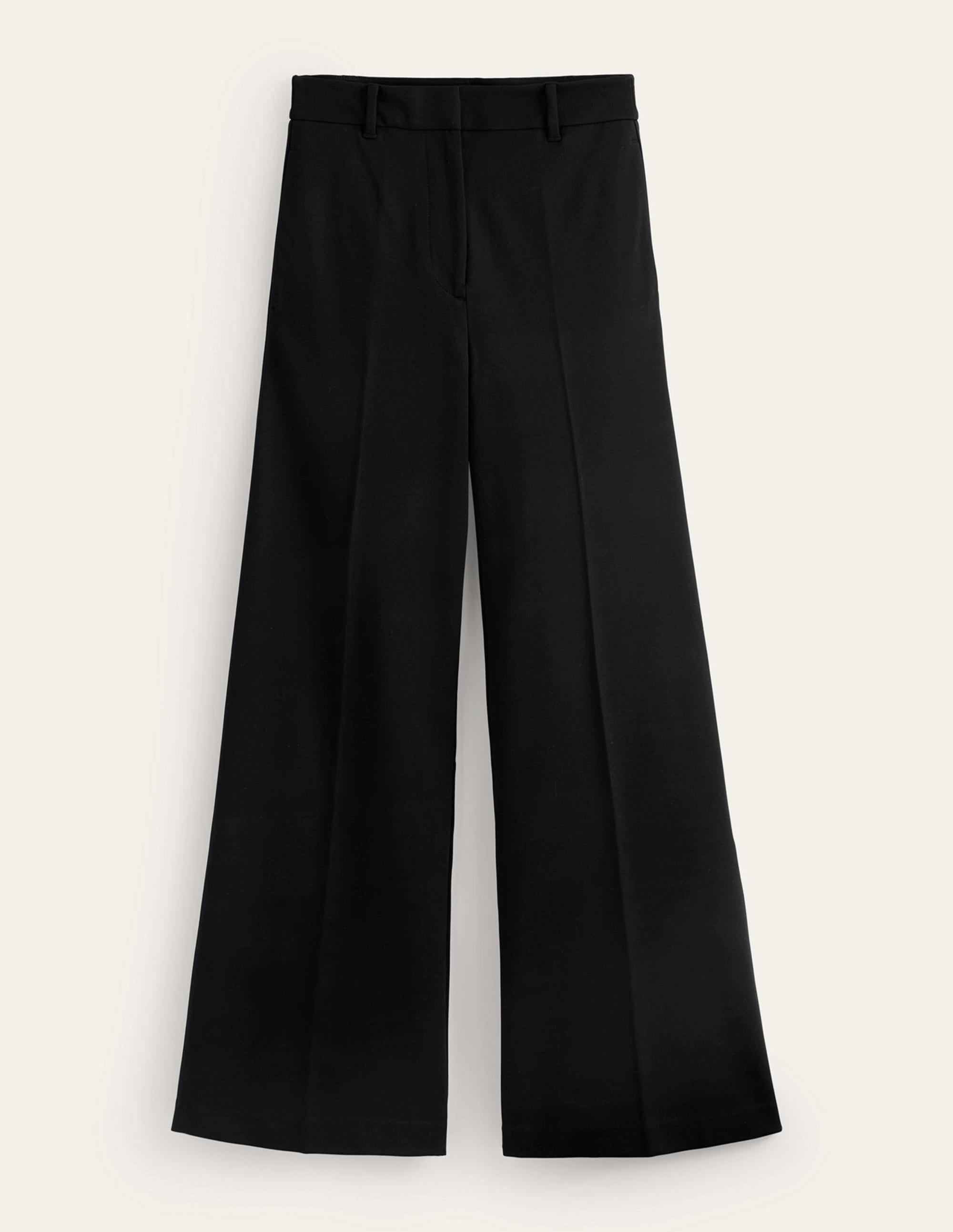Wide Leg Ponte Trousers-BLACK - Image 5