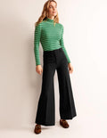 Wide Leg Ponte Trousers-BLACK