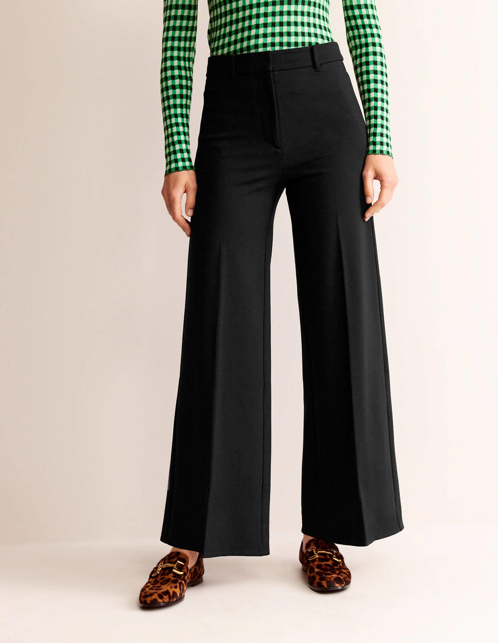 Wide Leg Ponte Trousers-BLACK-4