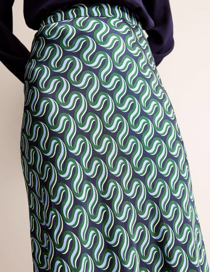 Cecelia Midi Skirt-Amazon Green, Ribbon Wave-2