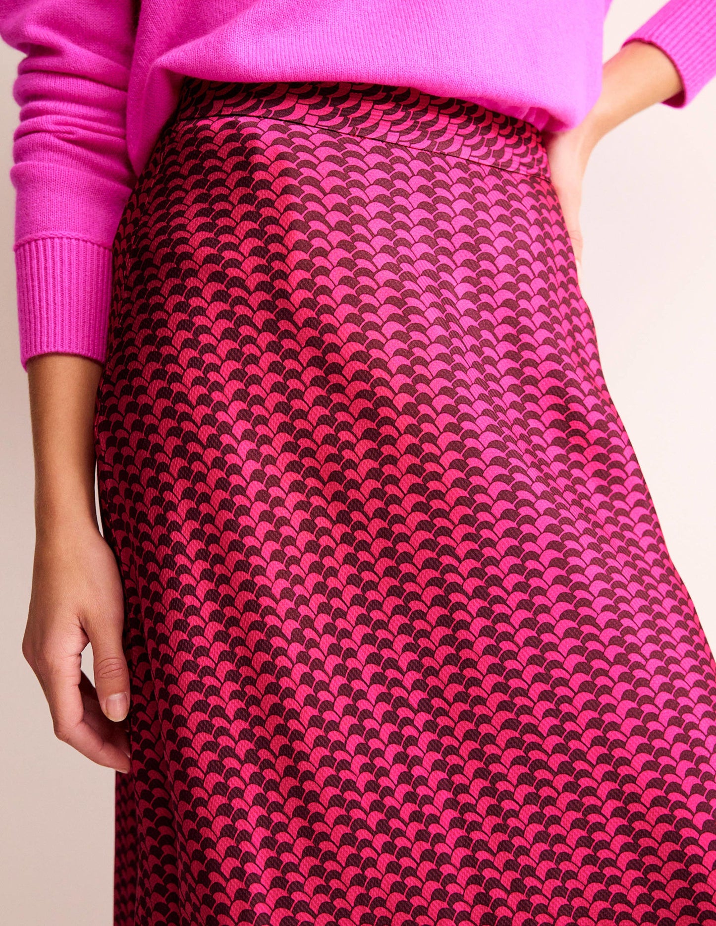 Cecelia Midi Skirt-Vibrant Pink, Geo Fall