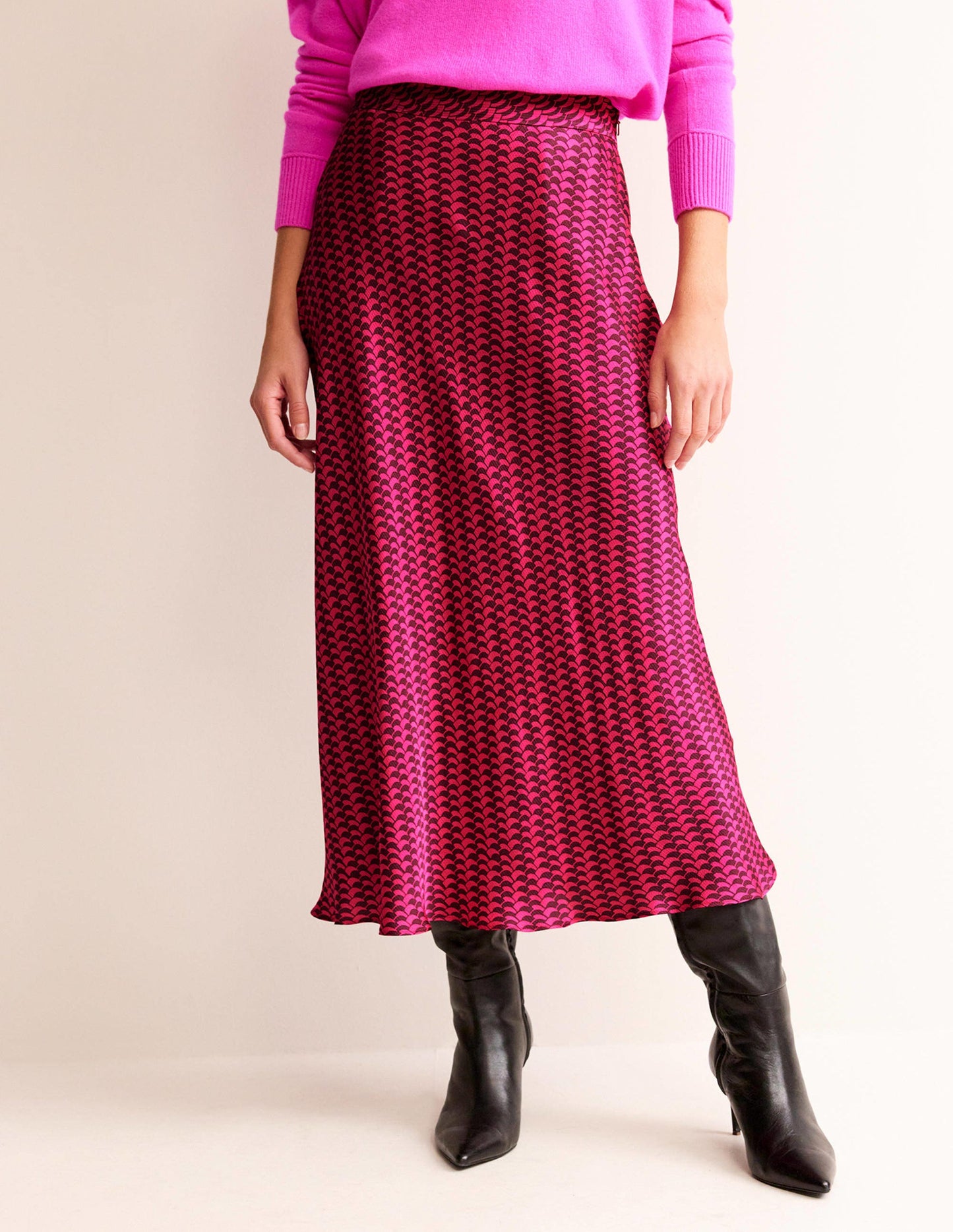 Cecelia Midi Skirt-Vibrant Pink, Geo Fall