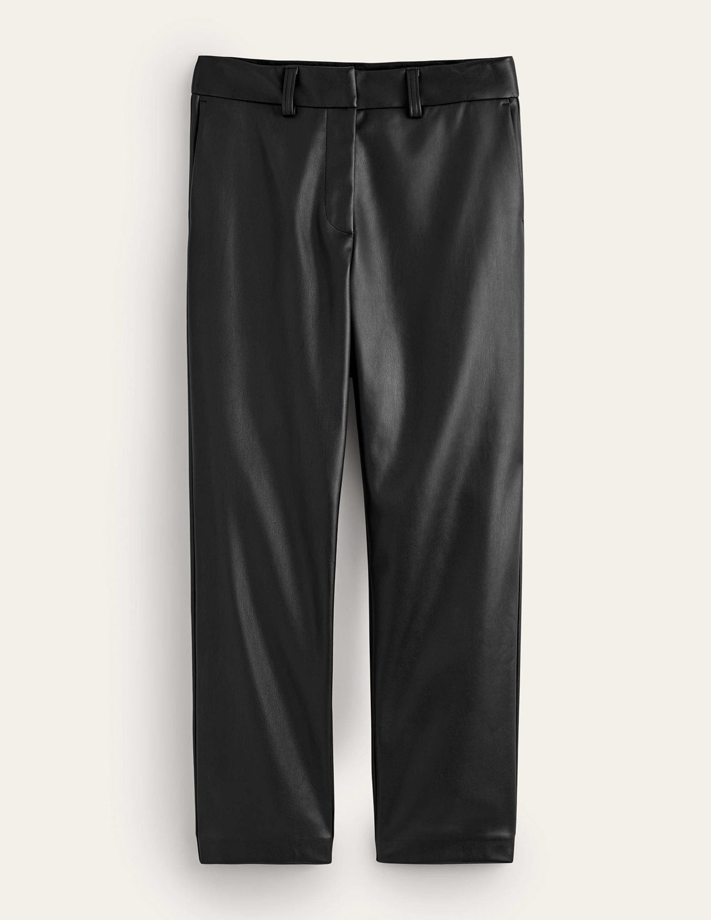 Tapered Faux-Leather Trousers-Black